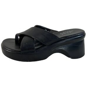 New Twist Retro 90s Y2K Black Platform Heel Sandals Thong Size 6